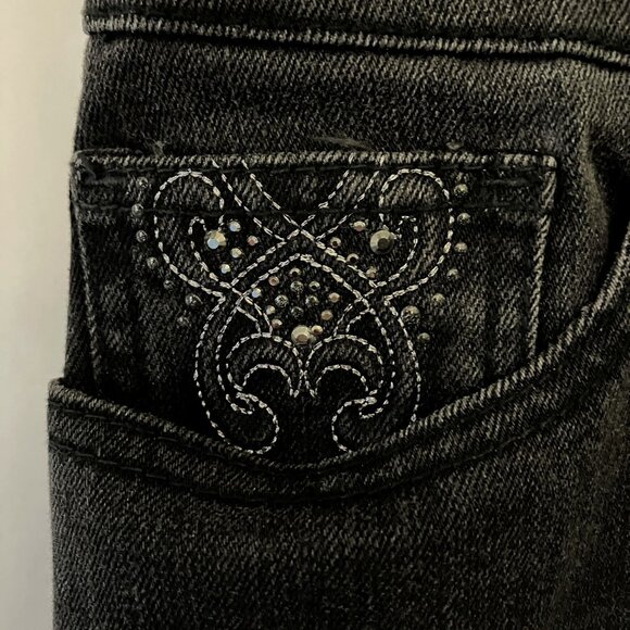 Chico's Platinum Womens Embellished Bootcut Jeans Faded Black Size 2.5 or US 14 - Picture 2 of 6